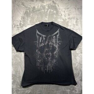 VTG 90s Y2k Tapout Skull T-Shirt Size XXL Black MMA Grunge